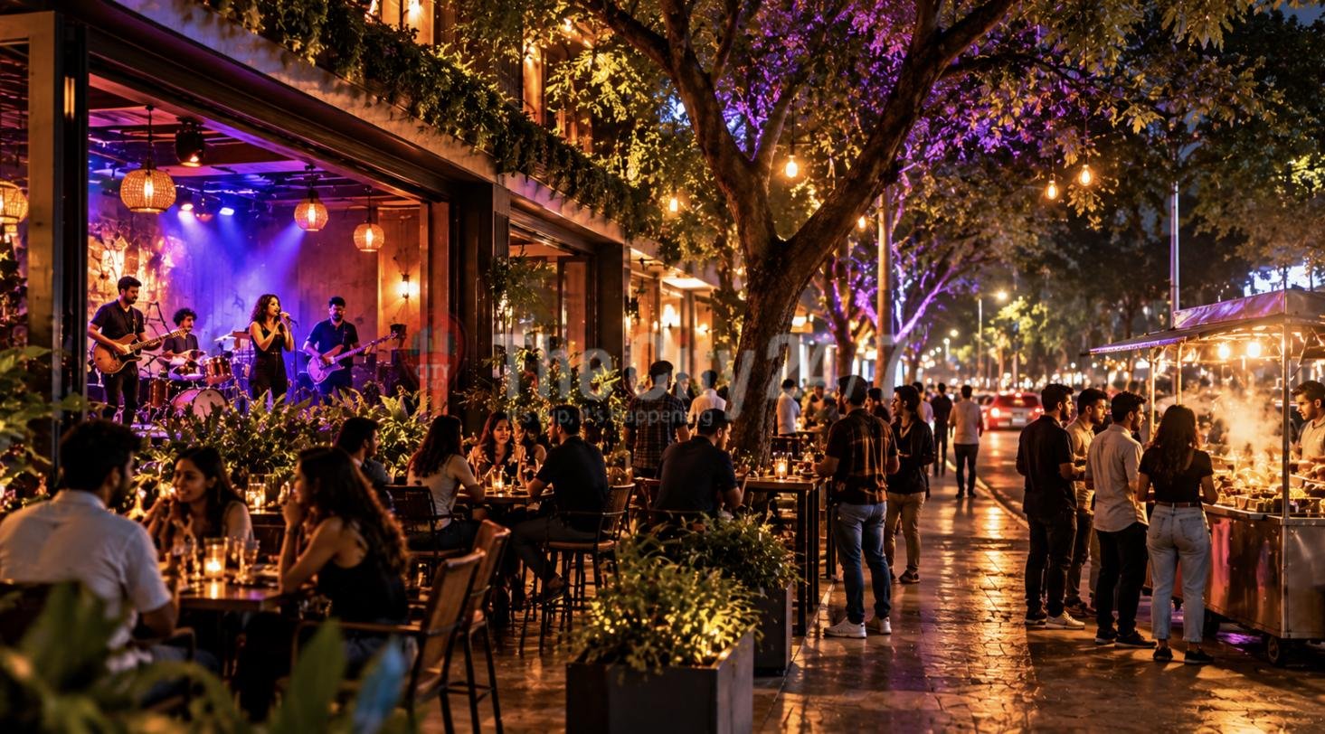 Live music and an evening crowd in Bengaluru