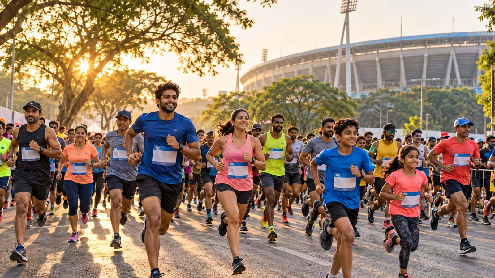 Canara Bank Marathon 2026 Bengaluru: runners at the start of a city race in the early morning