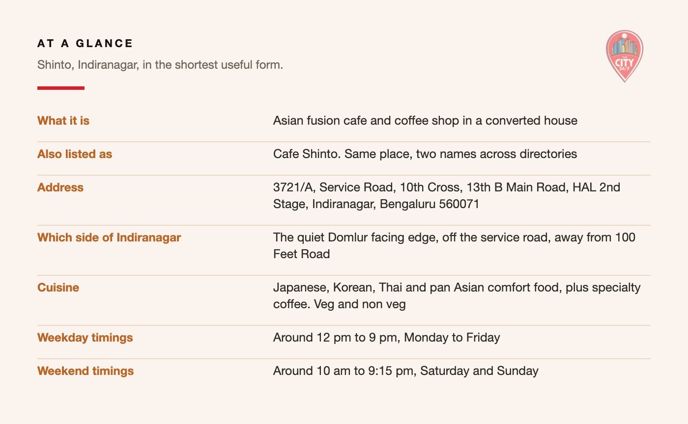 Shinto, Indiranagar: the key details at a glance