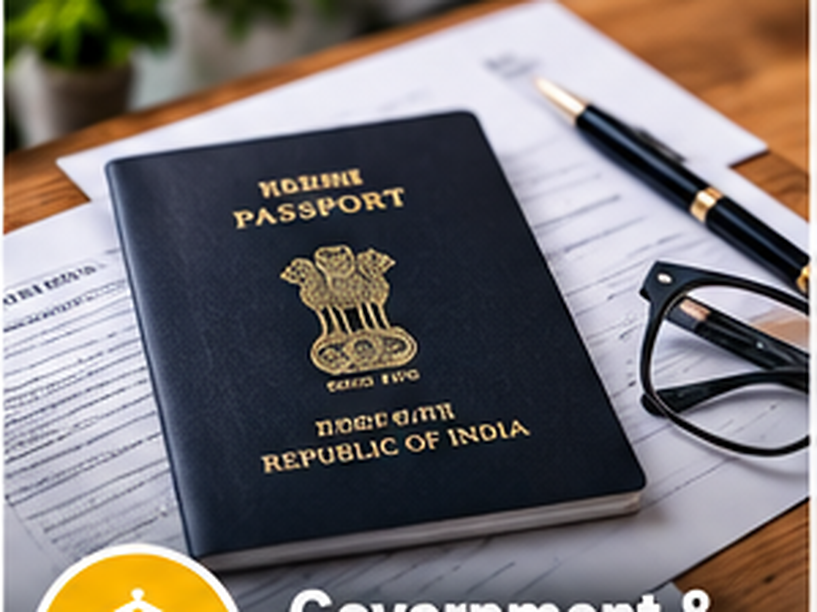 Indian passport and documents on a desk